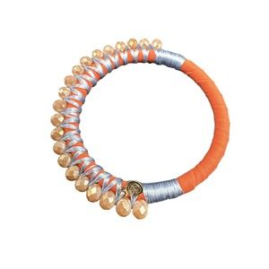 Sankalpa Bangle Bracelet. Orange, Blue, Peach Beads. New Without Tags.